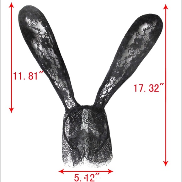 BLACK  SEXY LACE BUNNY EARS  HEADBAND VEIL *NEW*